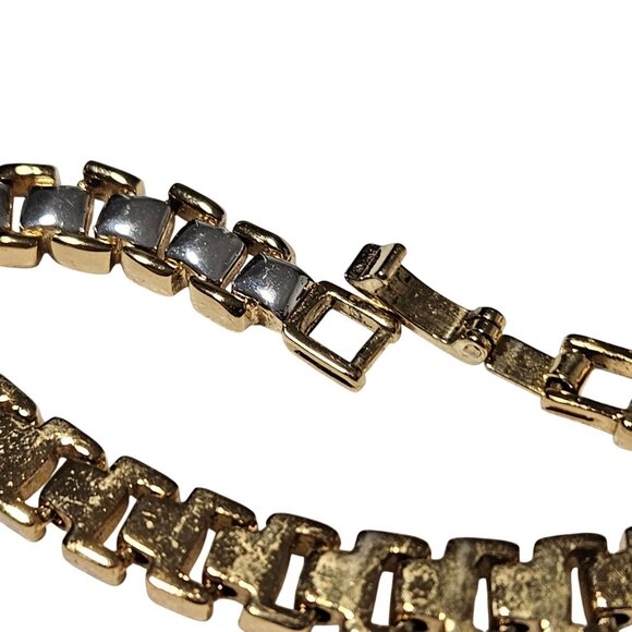 Elegant Gold Silver Two Tone Link Bracelet Secure Clasp Classic Fashion Jewelry - Picture 3 of 5